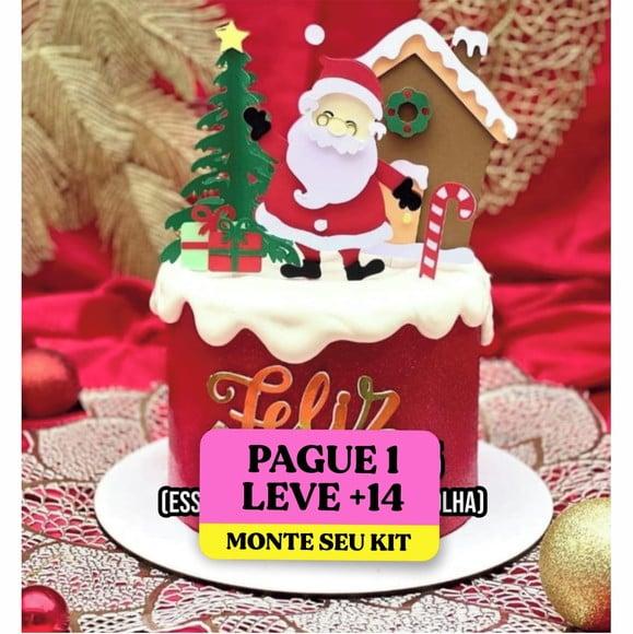 Arquivo de Corte Topo de Bolo Papai Noel 9 Studio +14
