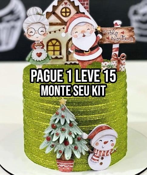 Arquivo de Corte Topo de Bolo Papai Noel 7 Studio +14