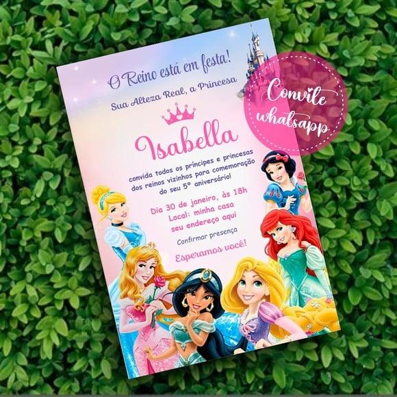 Convite Aniversário Princesas Disney Digital 04