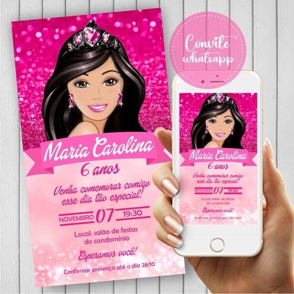 Convite Digital Barbie Morena