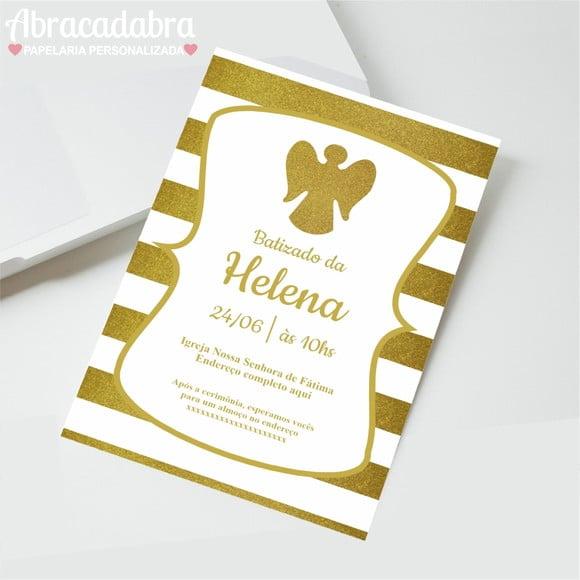 Convite Digital Batizado Dourado