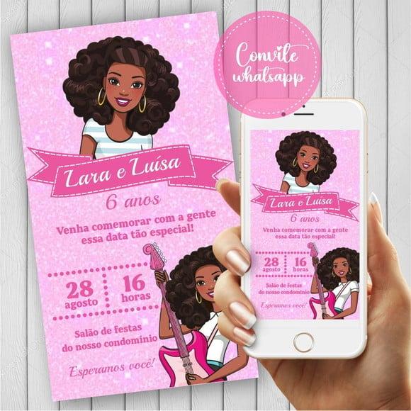Convite Digital Barbie Negra
