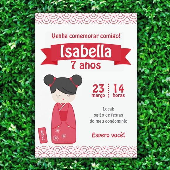Convite Digital Boneca Japonesa