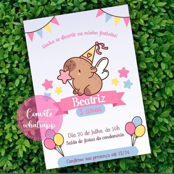 Convite Digital Capivara Menina 07