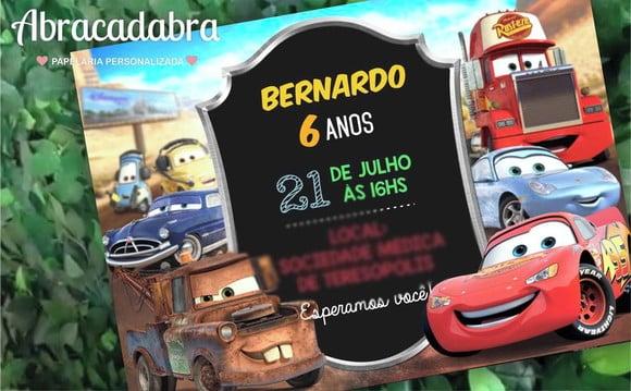Convite Digital Carros Disney