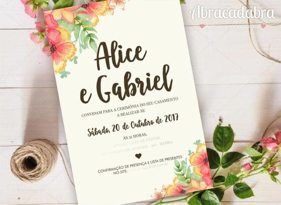 Convite Digital Casamento Floral