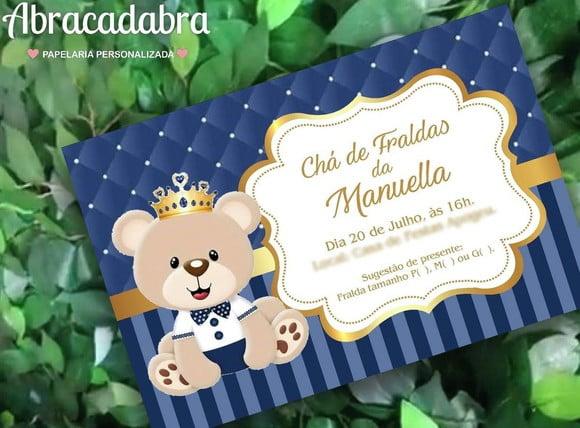 Convite Digital Chá de Bebê Ursinho Príncipe