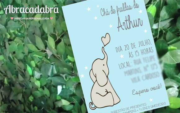 Convite Digital Chá de Fraldas Elefantinho