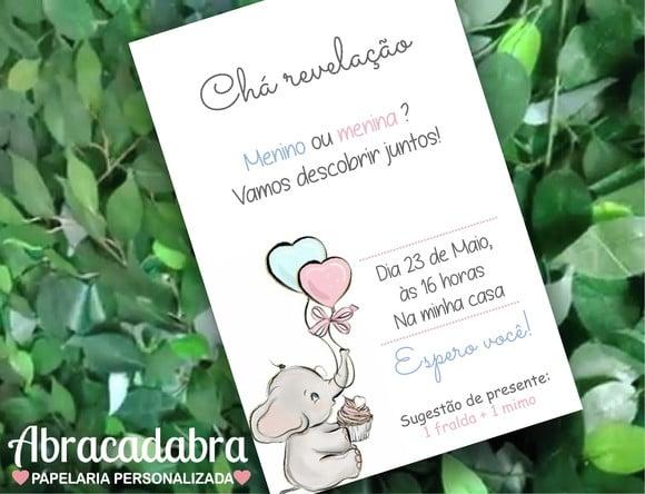 Convite Digital Chá Revelação Elefantinho