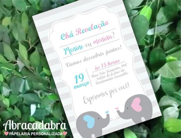 Convite Digital Chá Revelação Elefantinho