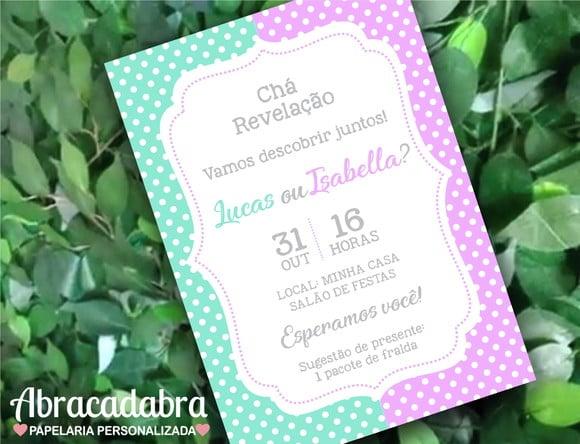 Convite Digital Chá Revelação Verde e Lilás