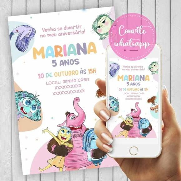 Convite Digital Divertidamente Aniversário Virtual Whatsapp