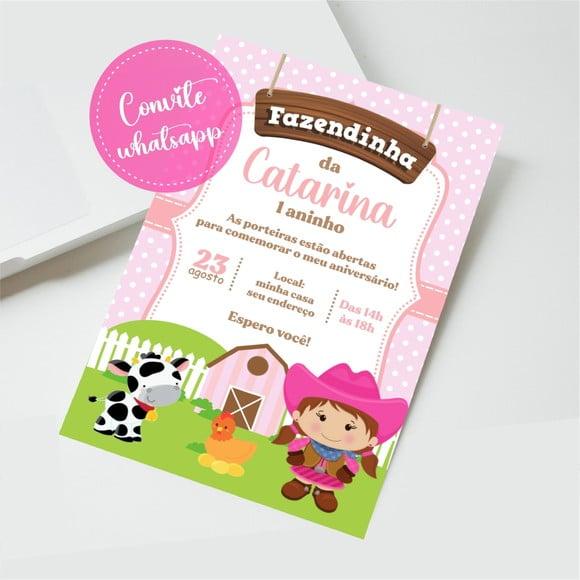 Convite Digital Fazendinha Menina