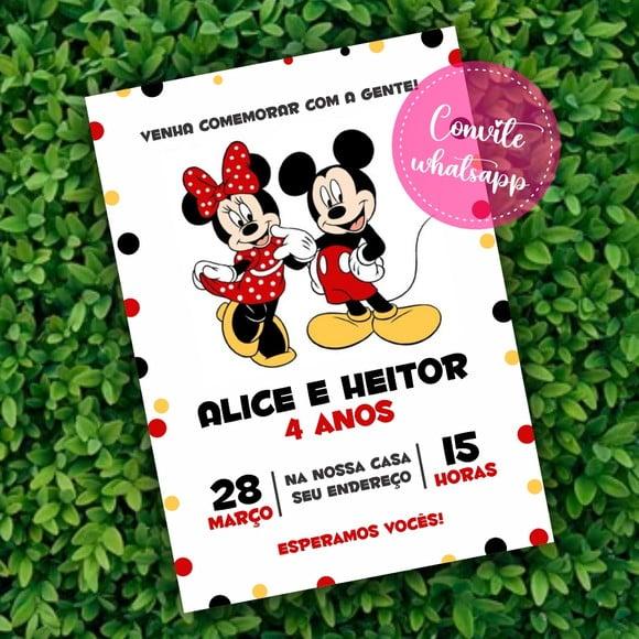 Convite Digital Minnie e Mickey