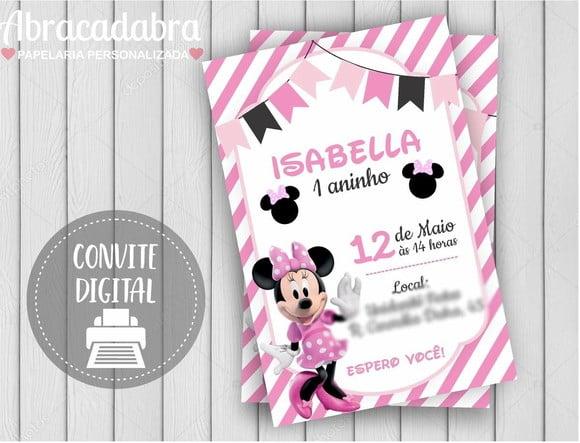 Convite Digital Minnie Rosa