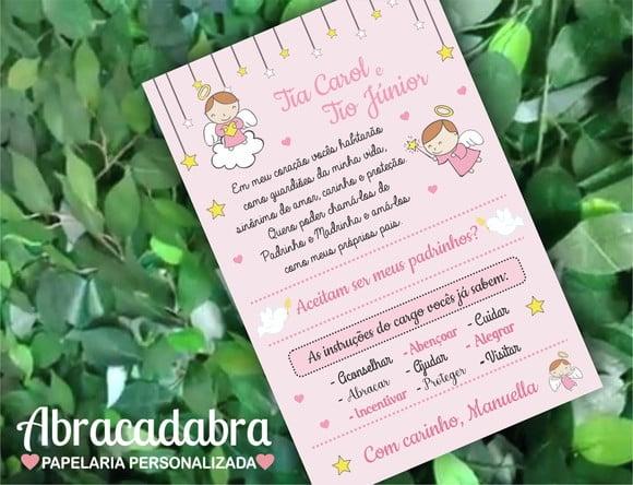 Convite Digital Padrinhos Batismo Menina