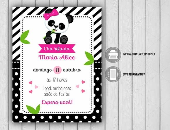 Convite Digital Panda Menina