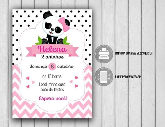 Convite Digital Panda Menina