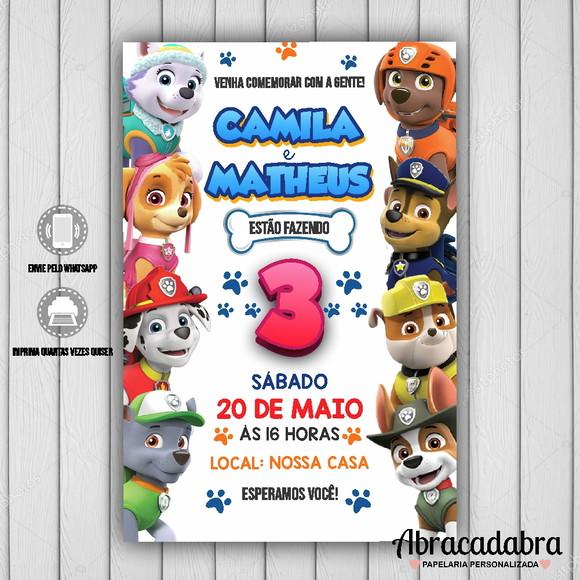 Convite Digital Patrulha Canina Duplo