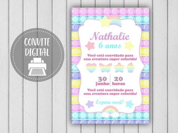 Convite Digital Pop It Candy Color