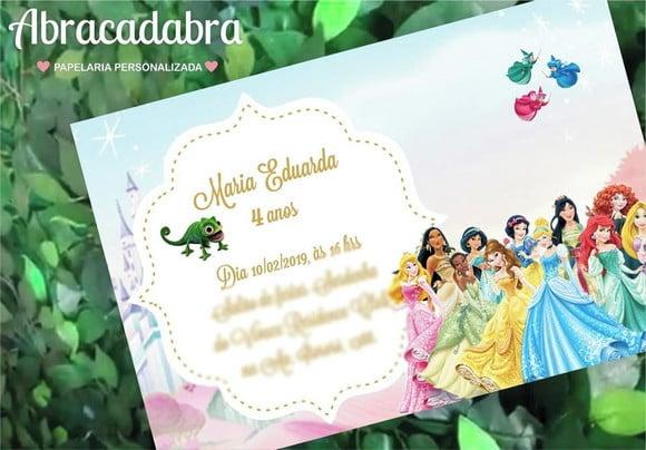 Convite Digital Princesas Disney