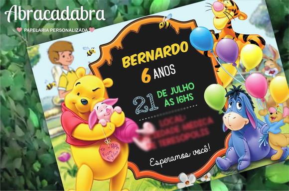 Convite Digital Ursinho Pooh