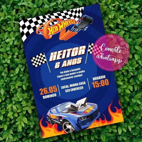 Convite Hot Wheels Digital