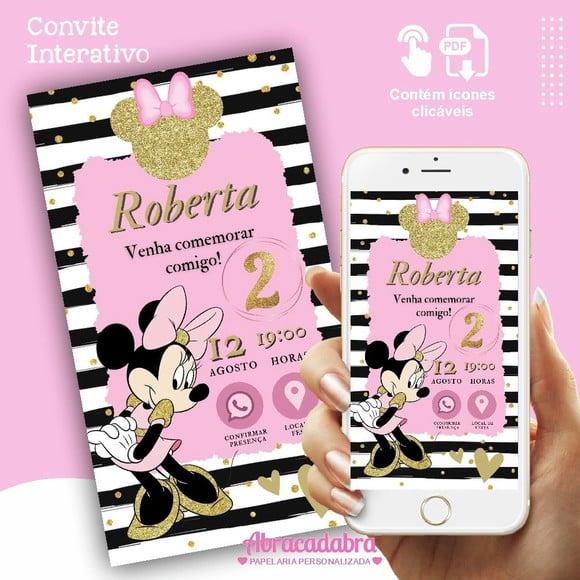 Convite Interativo Minnie Rosa