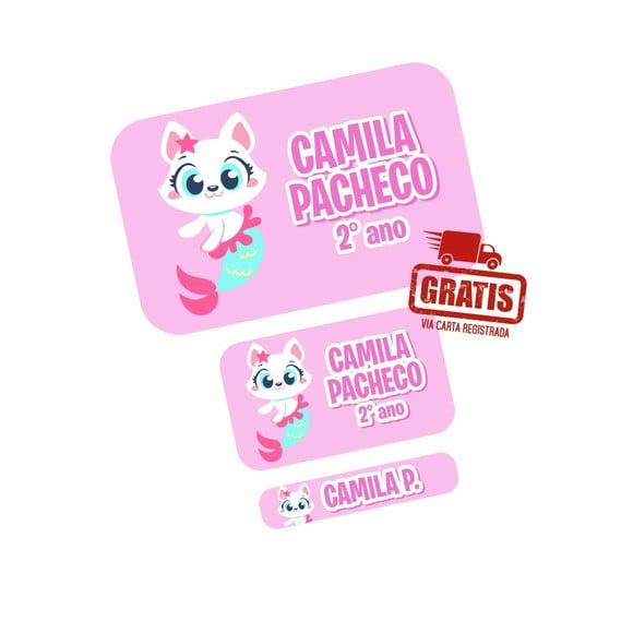 Etiqueta Escolar Gatinha Sereia Puket