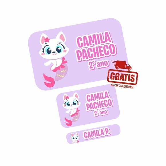 Etiqueta Escolar Gatinha Sereia Puket