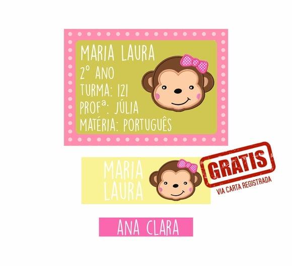 Etiqueta Escolar Menina 250 unidades - Frete Grátis