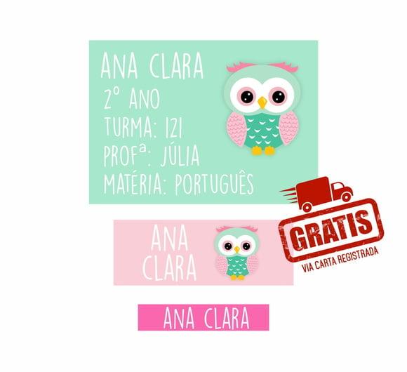 Etiqueta Escolar Menina 250 Unidades - Frete Grátis