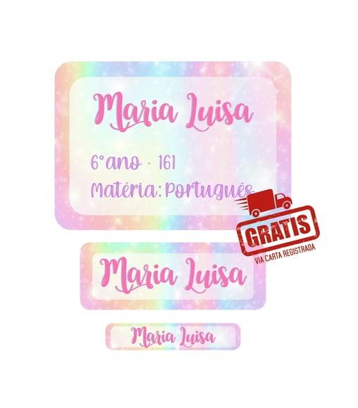 Etiqueta Escolar Menina Tie Dye 250 Unidades - Frete Grátis