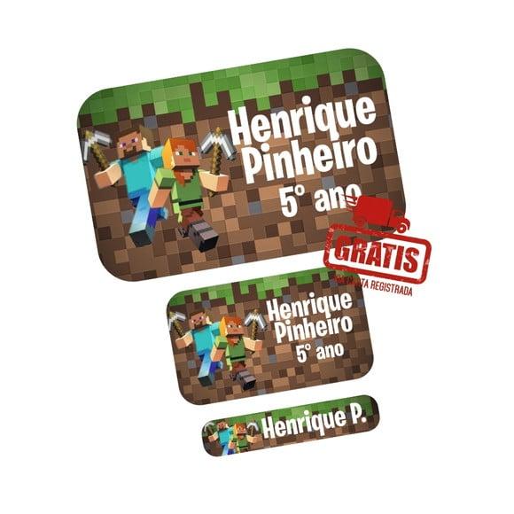 Etiqueta Escolar Minecraft Frete Grátis