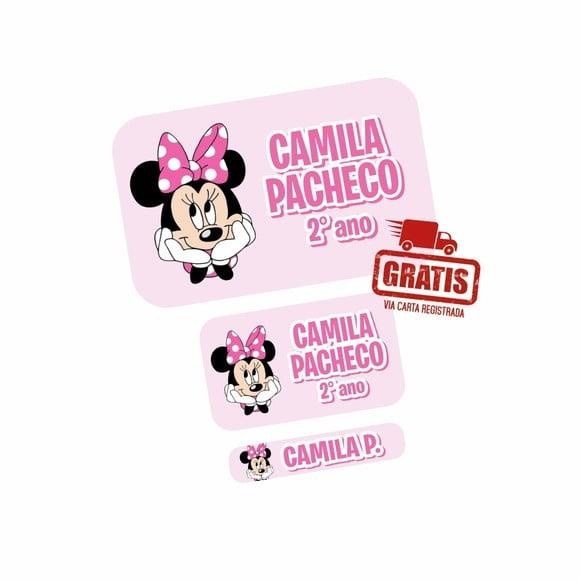 Etiqueta Escolar Minnie Frete Grátis