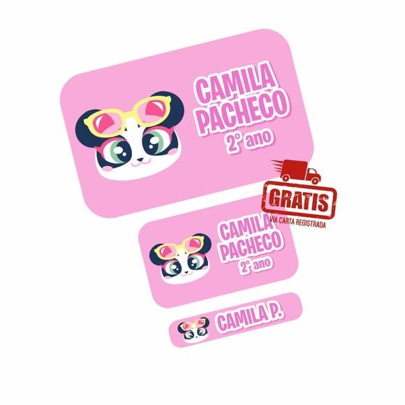 Etiqueta Escolar Panda Puket Frete Grátis