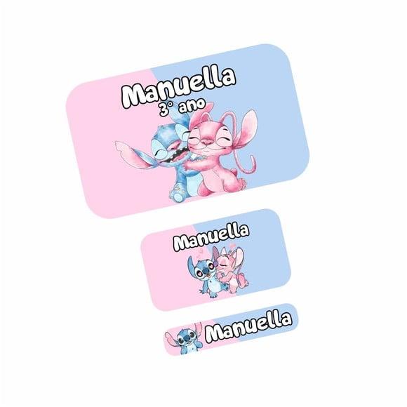 Etiqueta Escolar Stitch e Angel