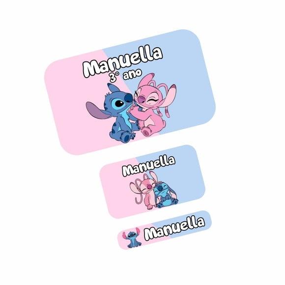 Etiqueta Escolar Stitch e Angel