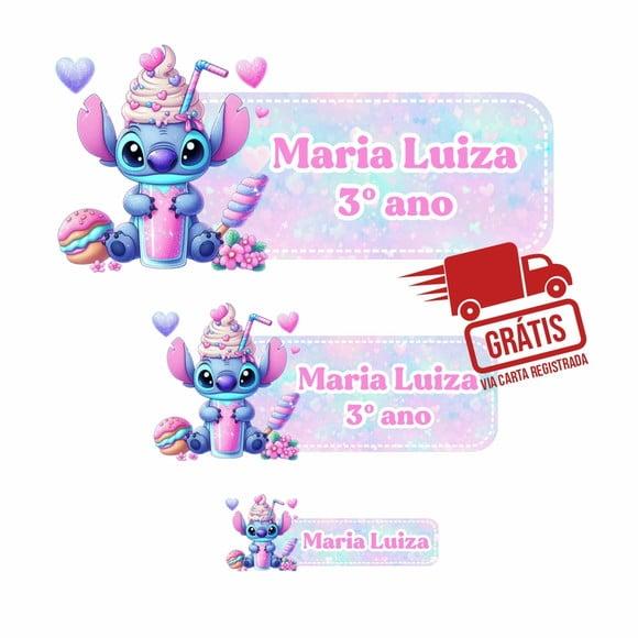 Etiqueta Escolar Stitch Menina 122 Unidades