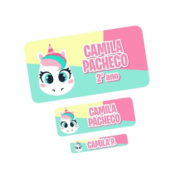 Etiqueta Escolar Unicórnio Puket