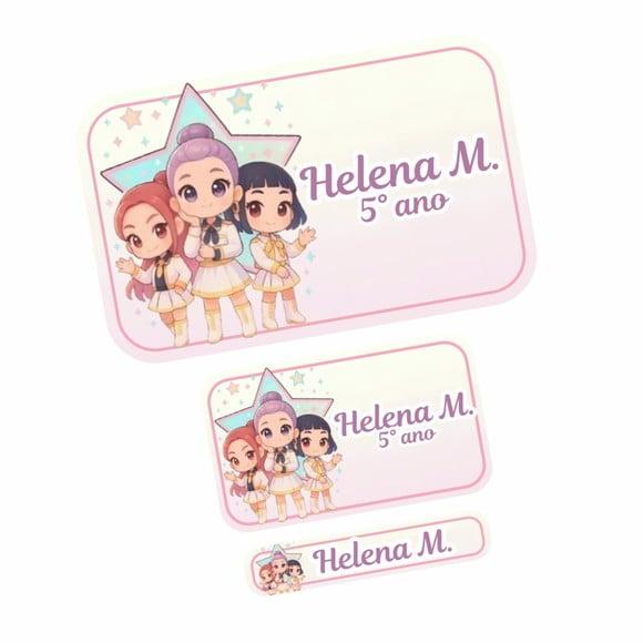Kit de Etiqueta Escolar Guerreiras do Kpop 250 Unidades