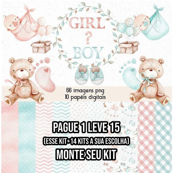 Kit Digital Chá Revelação Ursinhos 1