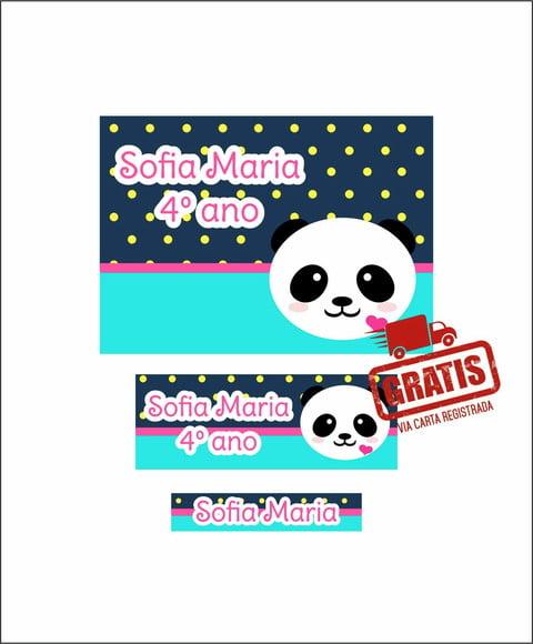 Kit Digital Etiqueta Escolar Panda