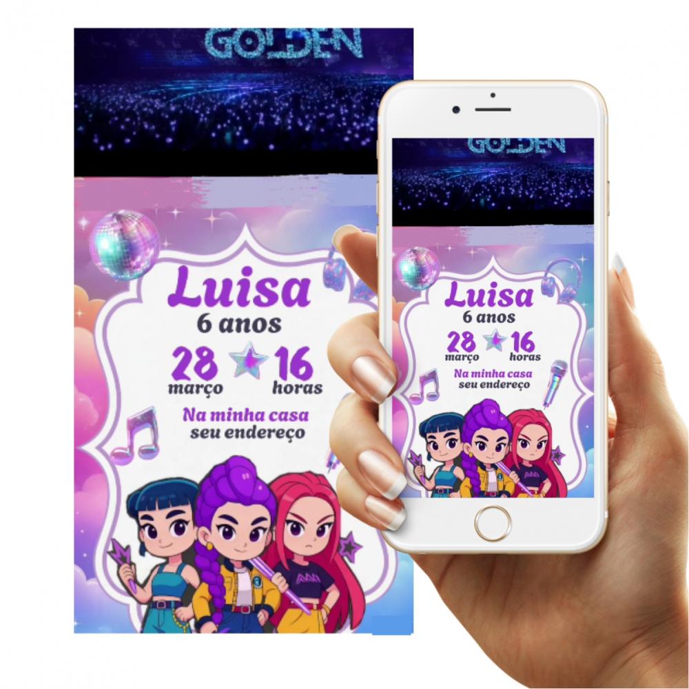 Convite animado Guerreiras do Kpop