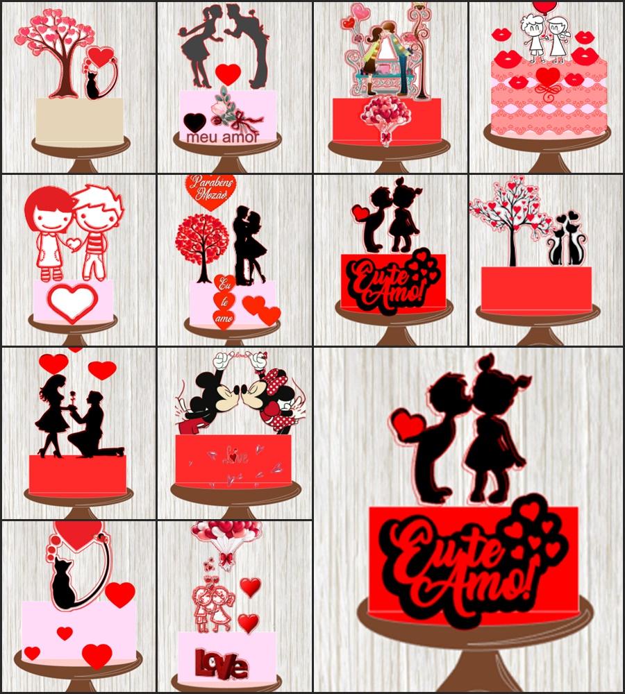 Arquivo de corte Topo de bolo Dia dos Namorados Silhouette Studio
