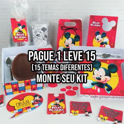 Arquivo Corte Kit Páscoa Mickey Mouse STUDIO E PDF+14 ARQUIV