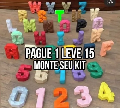 Arquivo de Corte Alfabeto Low Poly PDF + 14 ARQUIVOS