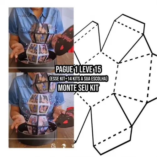 Arquivo de Corte Caixa Hexagonal Saltitante Molde Limpo 1