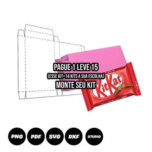 Arquivo de Corte Caixa Kit Kat Molde Limpo 1