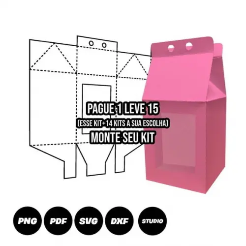 Arquivo de Corte Caixa Milk com Visor Molde Limpo 1
